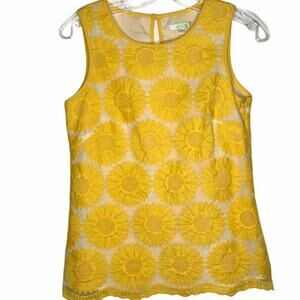 Jade Melody Tam‎ Top Womens XS Yellow Sunflower Embroidered Sleeveless Blouse